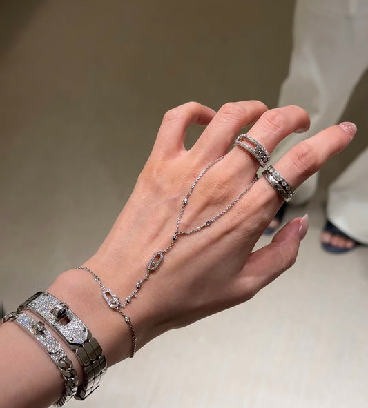 [Sprite Jewelry] Flexible Arm Chain Bracelet with Sliding Diamonds