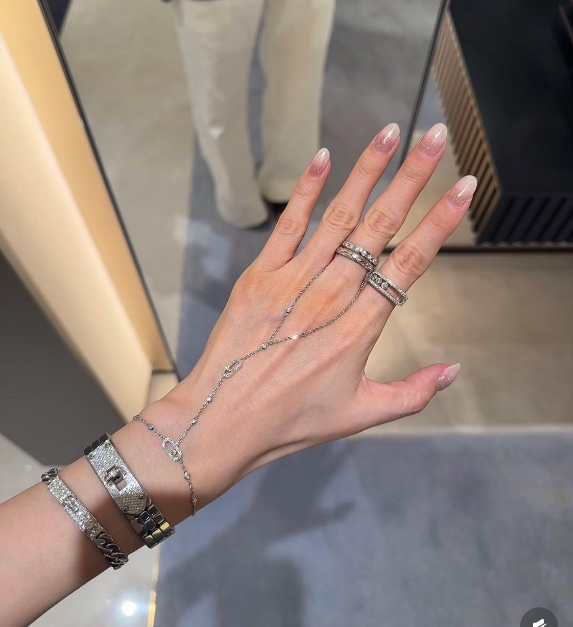 [Sprite Jewelry] Flexible Arm Chain Bracelet with Sliding Diamonds