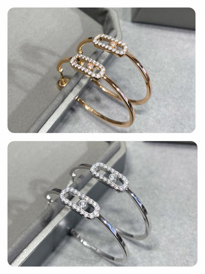 [Sprite Jewelry]Move Sliding‑Diamond Hoop Earrings