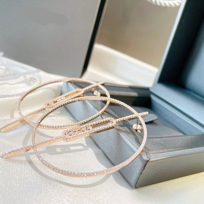 [Sprite Jewelry]Move Large Hoop Earrings, Three Sliding Diamonds