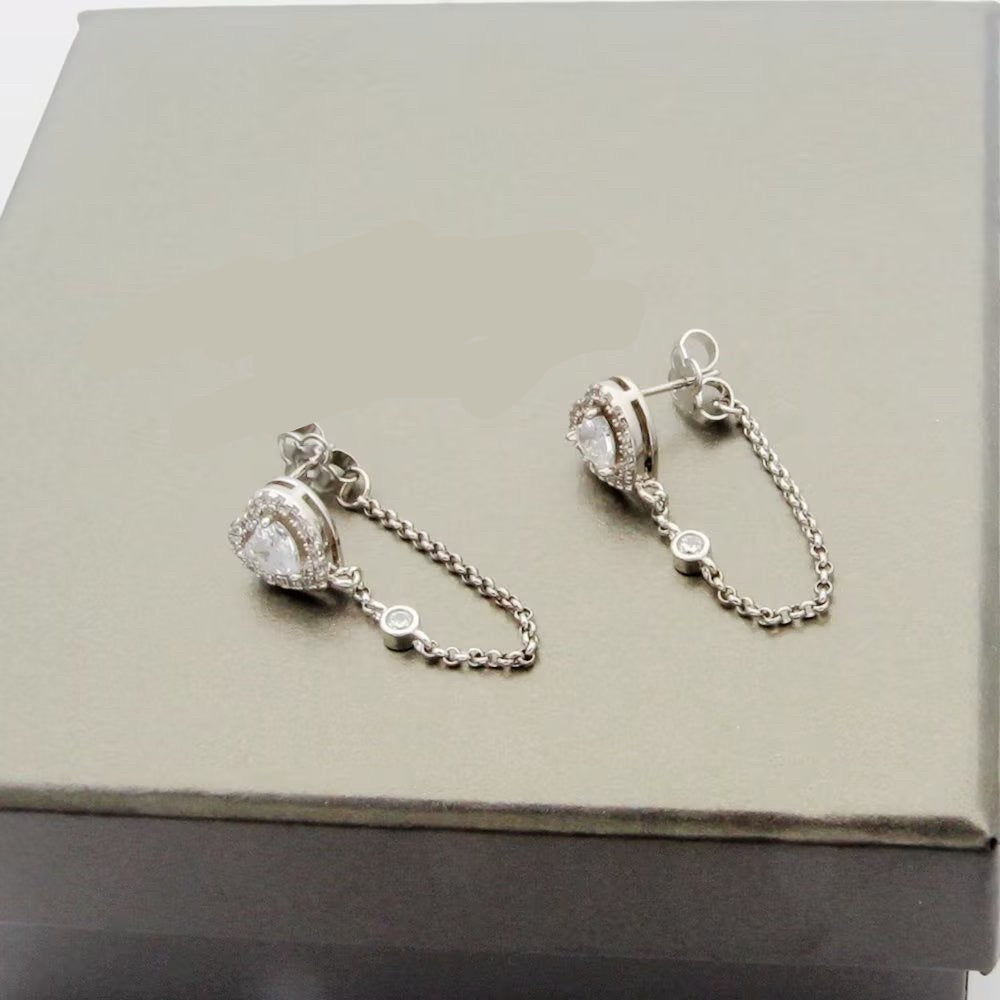 [Sprite Jewelry]My Twin Heart Chain Earrings