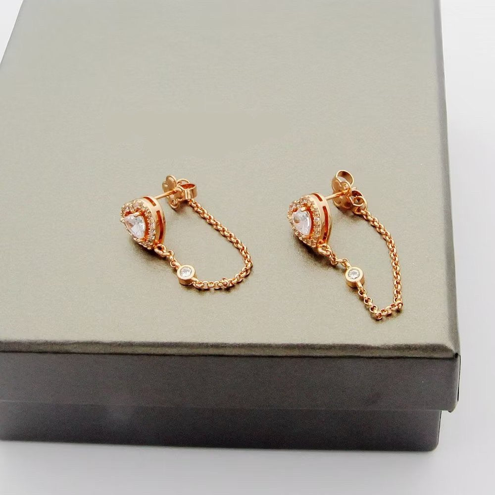 [Sprite Jewelry]My Twin Heart Chain Earrings