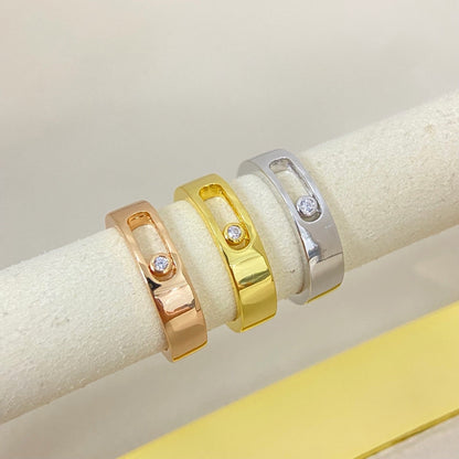 [Sprite Jewelry]Move Wide Band Single Moving Diamond Ring