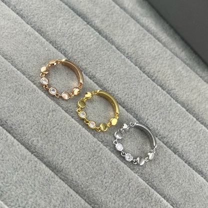 [Sprite Jewelry]Move Link Chain Ring with Two Moving Diamonds