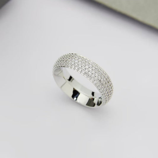 [Sprite Jewelry]Fiery Full Pavé Diamond Wide Band Ring,