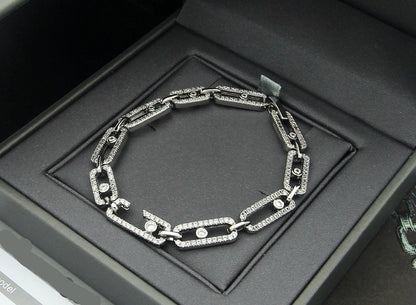 [Sprite Jewelry]Large Full Diamond Unisex Sliding Bracelet with Moissanite
