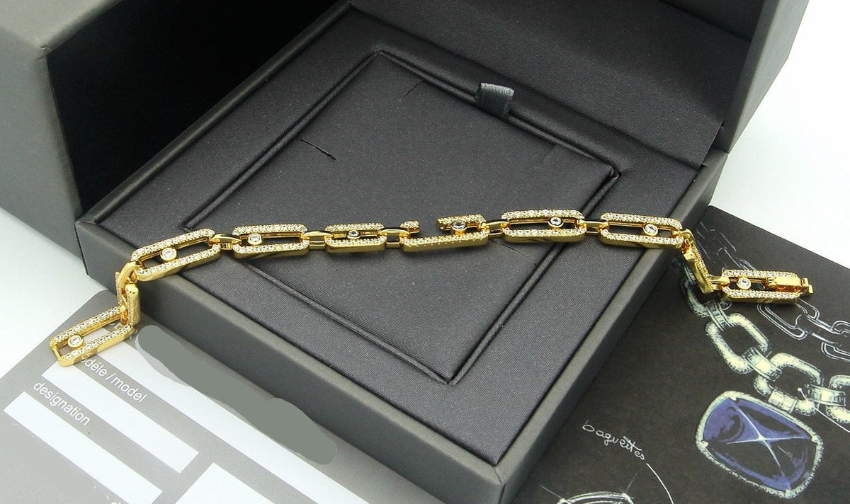 [Sprite Jewelry]Large Full Diamond Unisex Sliding Bracelet with Moissanite