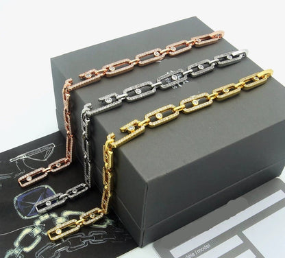 [Sprite Jewelry]Large Full Diamond Unisex Sliding Bracelet with Moissanite