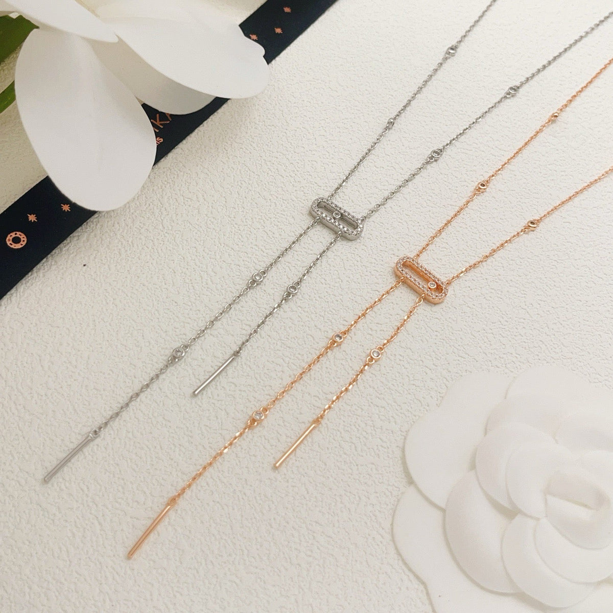 [Sprite Jewelry] Moderniste Pavé Diamond Lariat Tie Necklace