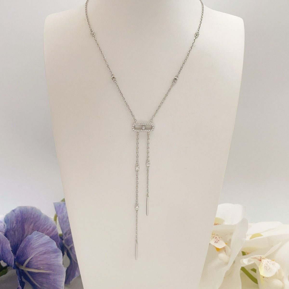 [Sprite Jewelry] Moderniste Pavé Diamond Lariat Tie Necklace