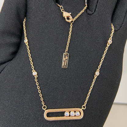 [Sprite Jewelry] Baby Move Pavé Diamond‑Set Three‑Stone Sliding Necklace