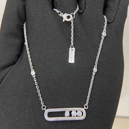 [Sprite Jewelry] Baby Move Pavé Diamond‑Set Three‑Stone Sliding Necklace