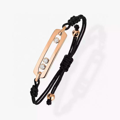 [Sprite Jewelry]Messika Move Bracelet, Black Cord with 3 Moving Stones