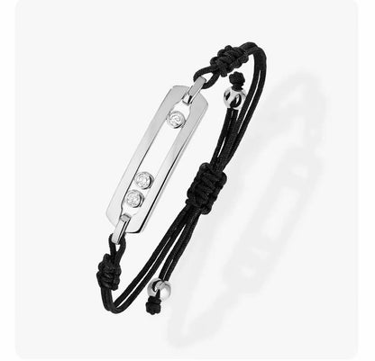 [Sprite Jewelry]Messika Move Bracelet, Black Cord with 3 Moving Stones