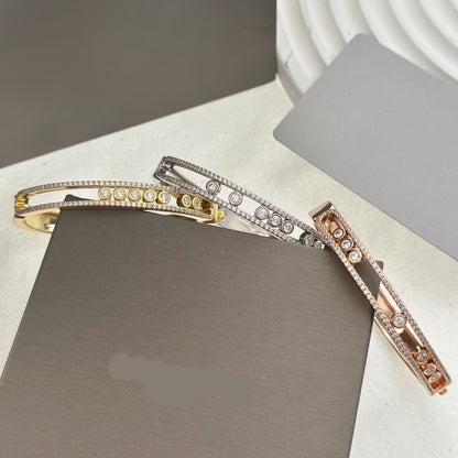 [Sprite Jewelry]Move Classique 7‑Moving‑Diamond Bangle, Double‑Row Pavé Setting