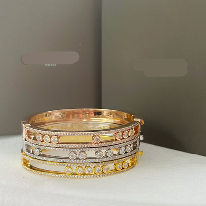 [Sprite Jewelry]Move Classique 7‑Moving‑Diamond Bangle, Double‑Row Pavé Setting