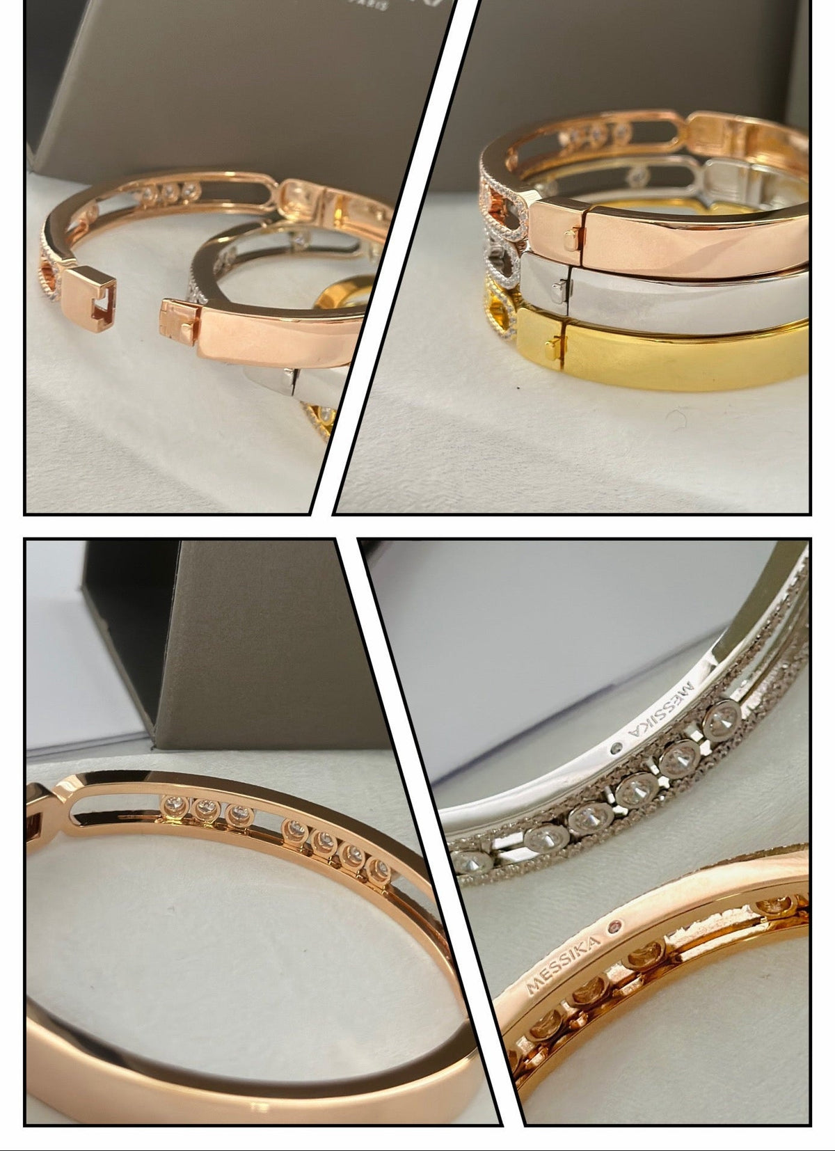 [Sprite Jewelry]Move Classique 7‑Moving‑Diamond Bangle, Double‑Row Pavé Setting