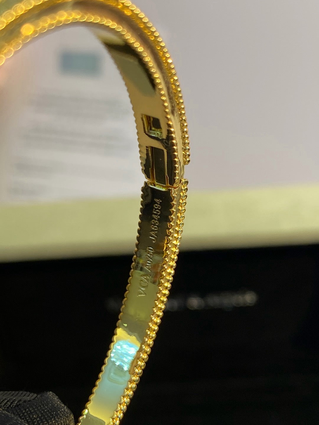 ¡®SpriteJewelry¡¯Lucky Alhambra Butterfly & Clover Open Bangle, Blue Onyx & White MOP Gold‑Tone