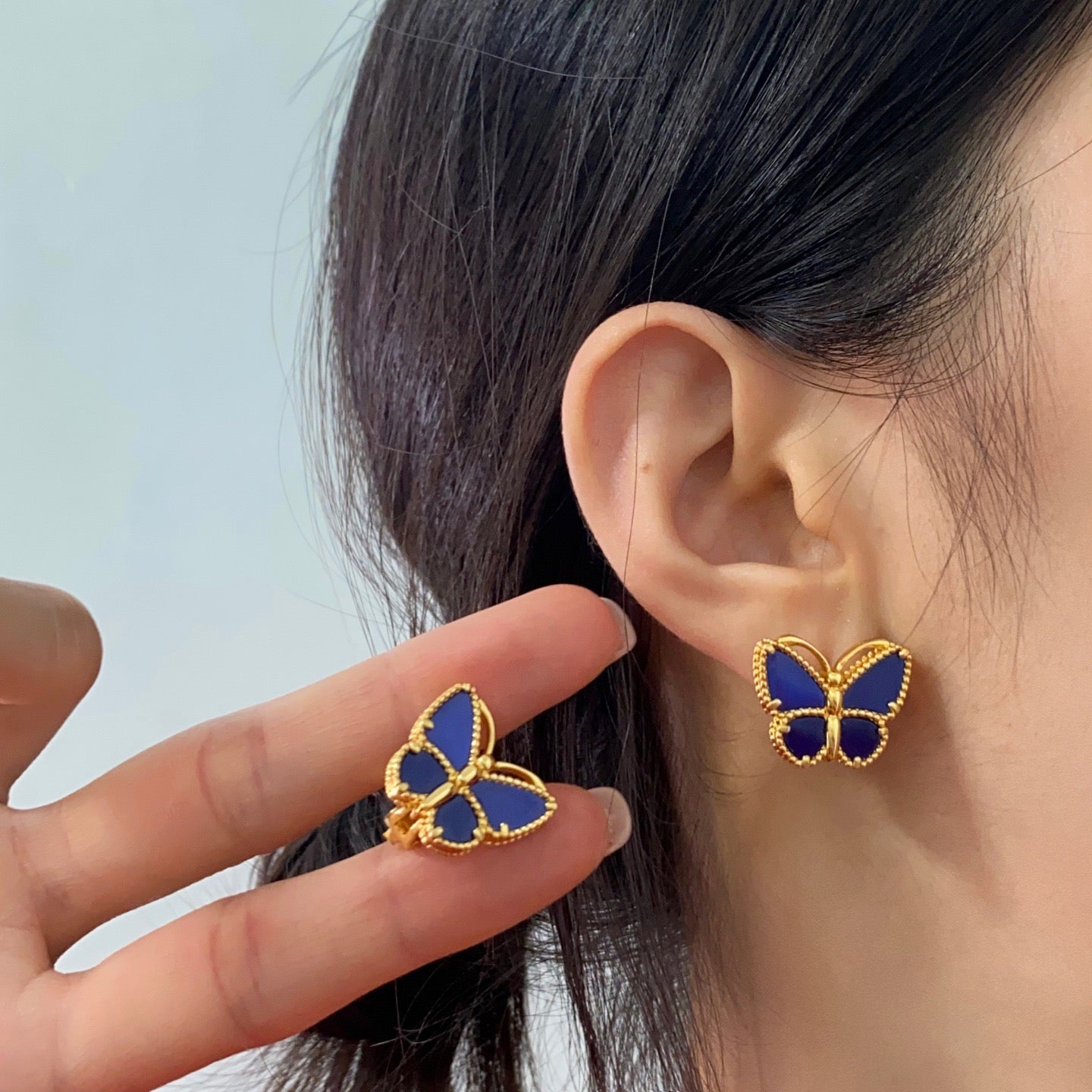 ¡®SpriteJewelry¡¯ Sweet Alhambra Butterfly Earstuds, Blue Chalcedony
