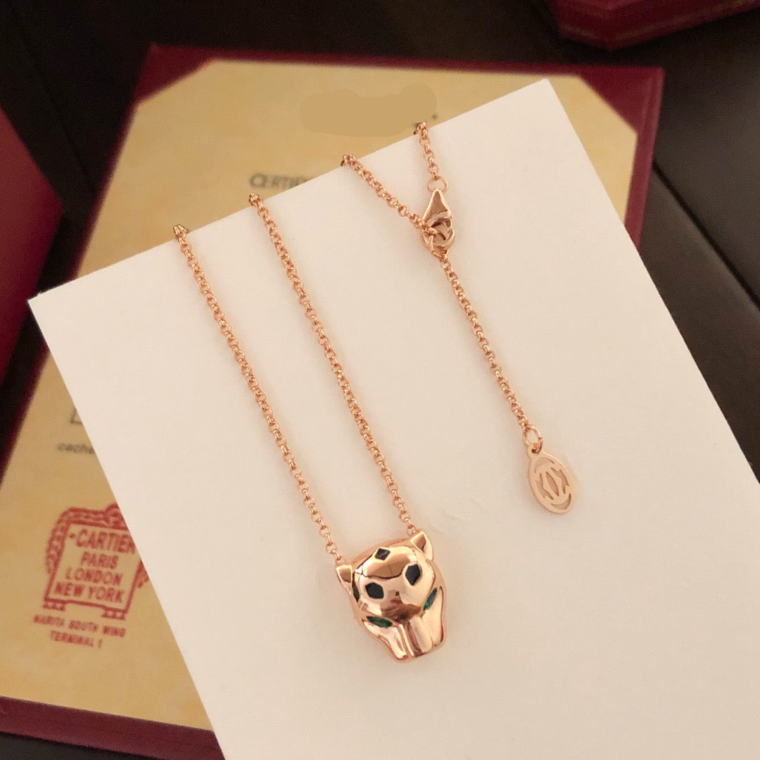 ¡®SpriteJewelry¡¯Panthère de  Pendant Necklace, Panther‑Head Motif, Emerald Eyes,