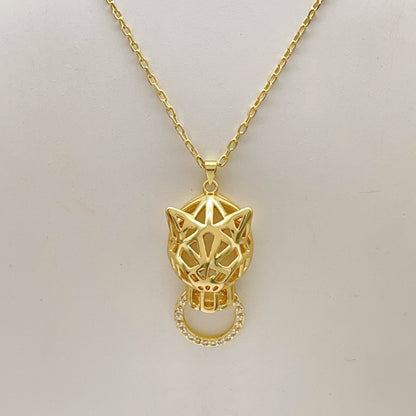 ¡®SpriteJewelry¡¯Openwork Panther‑Head Doorknocker Necklace