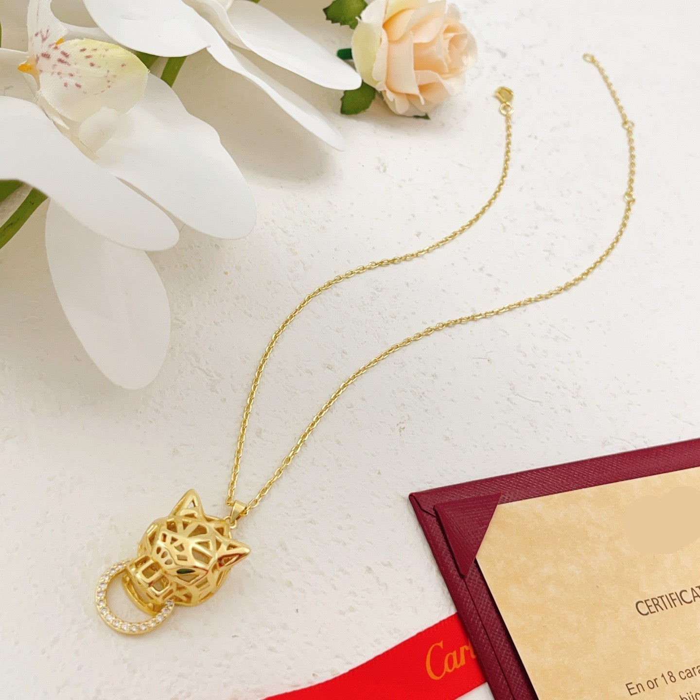 ¡®SpriteJewelry¡¯Openwork Panther‑Head Doorknocker Necklace