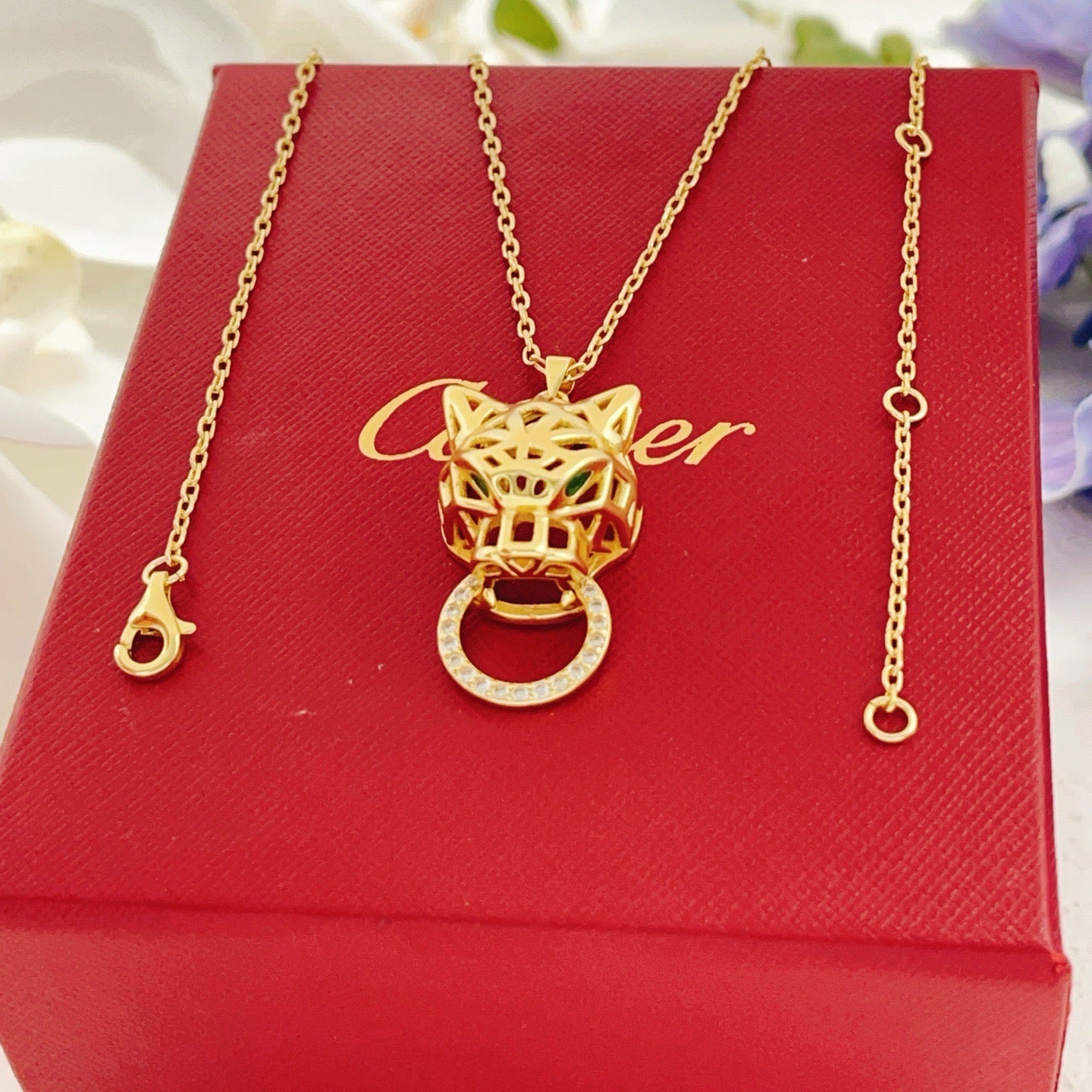 ¡®SpriteJewelry¡¯Openwork Panther‑Head Doorknocker Necklace