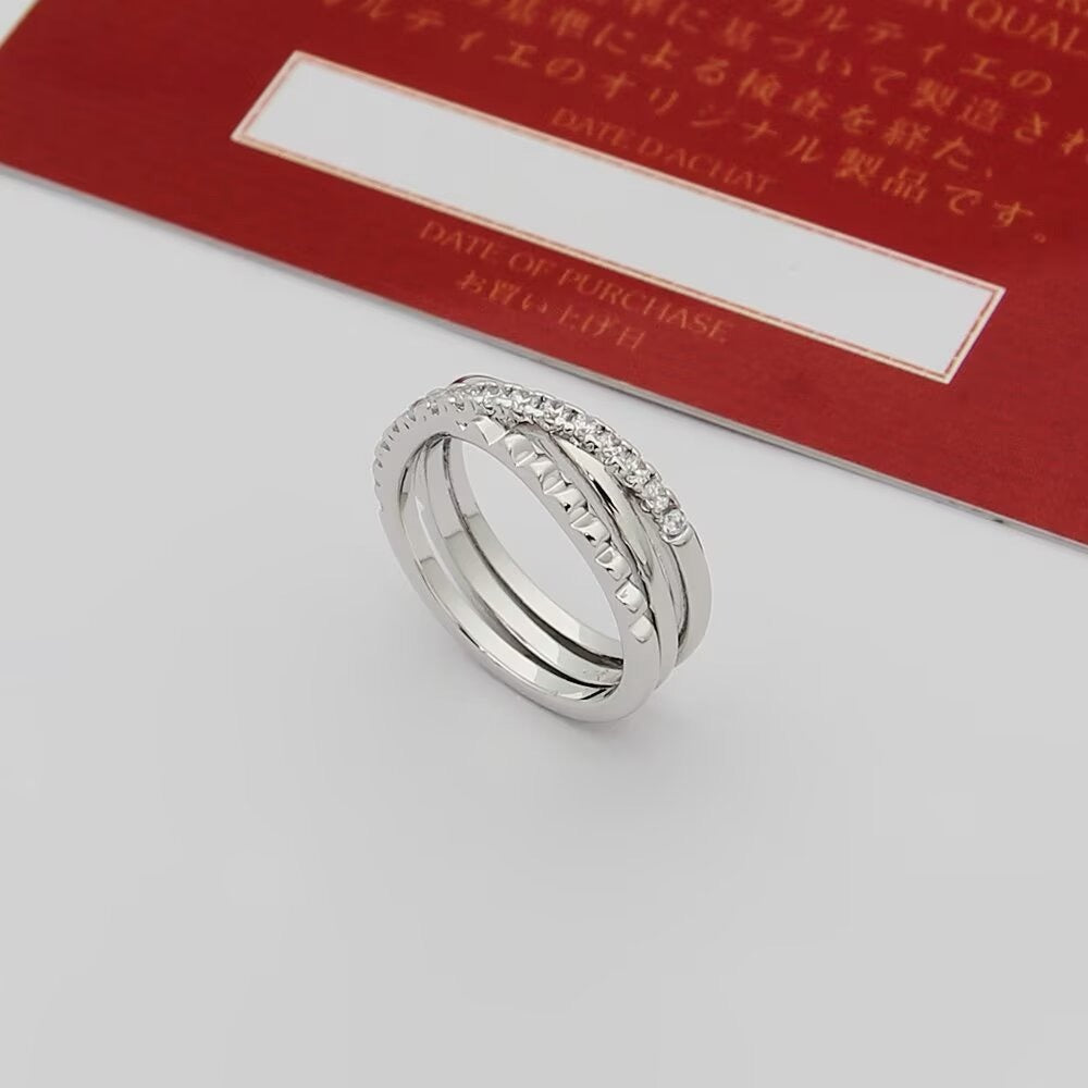 ¡®SpriteJewelry¡¯Interlocking Three‑Band Half‑Diamond Ring