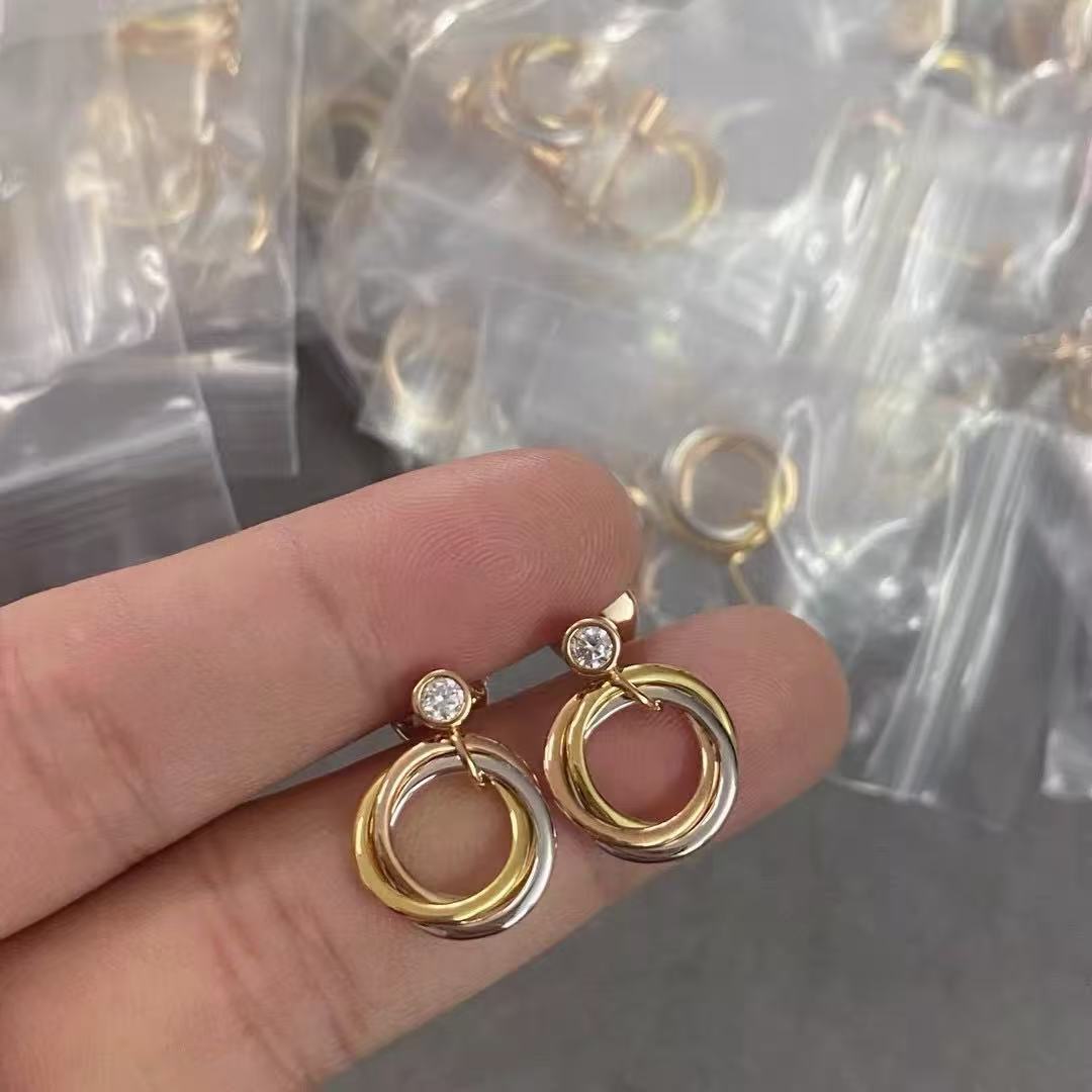 ¡®SpriteJewelry¡¯Interlocking Three‑Band Diamond Drop Earrings