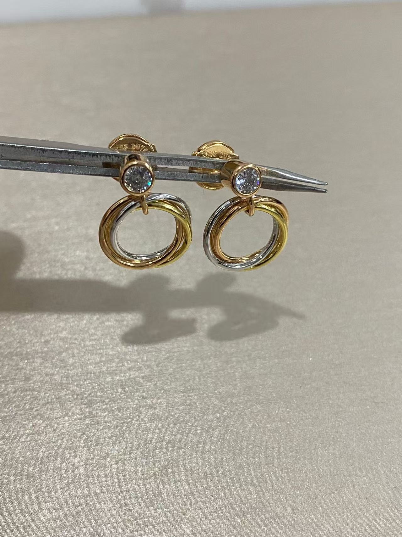 ¡®SpriteJewelry¡¯Interlocking Three‑Band Diamond Drop Earrings