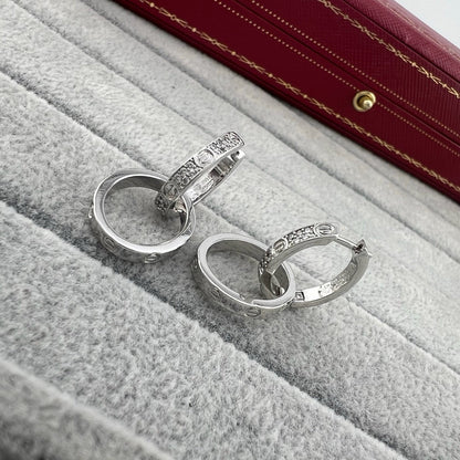 ¡®SpriteJewelry¡¯LOVE‑Collection Screw‑Motif Half‑Pavé Double‑Hoop Earrings