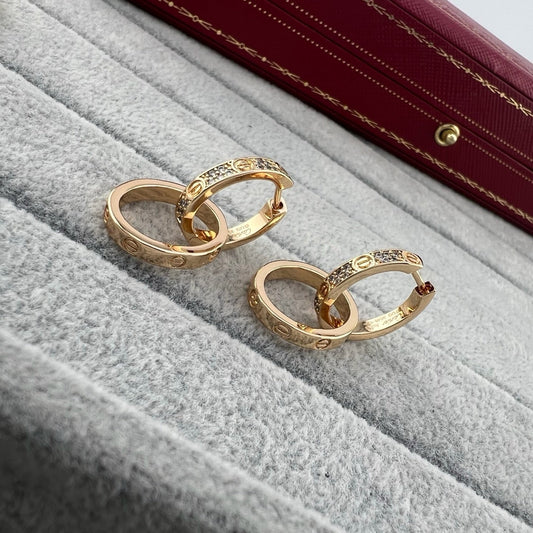 ¡®SpriteJewelry¡¯LOVE‑Collection Screw‑Motif Half‑Pavé Double‑Hoop Earrings