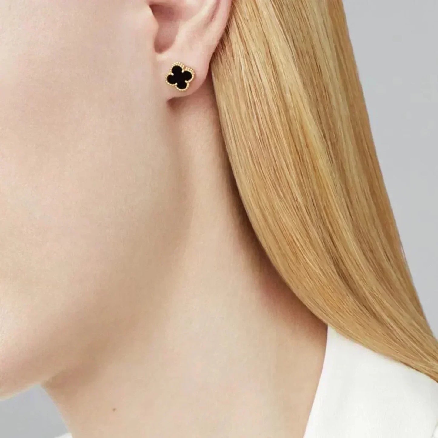 ¡®Sprite Jewelry¡¯CLOVER MINI 9.5MM BLACK MOP EARRINGS