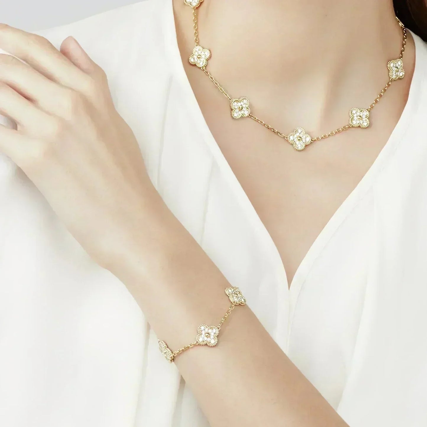 [Sprite Jewelry] New  CLOVER 5 MOTIF FULL DIAMOND BRACELET COLLECTION