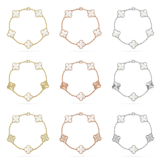 [Sprite Jewelry]New CLOVER WHITE PEARL MOP 5 MOTIF BRACELET COLLECTION