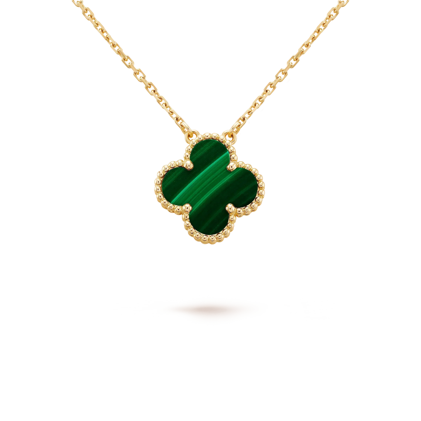 ¡®Sprite Jewelry¡¯CLOVER 15MM MALACHITE SINGLE FLOWER  NECKLACE