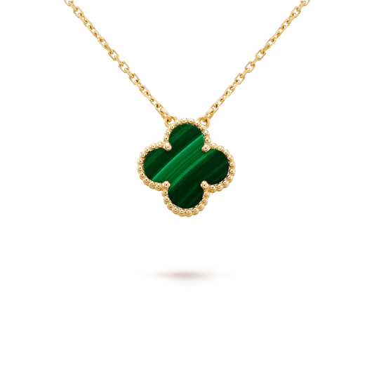 ¡®Sprite Jewelry¡¯CLOVER 15MM MALACHITE SINGLE FLOWER  NECKLACE