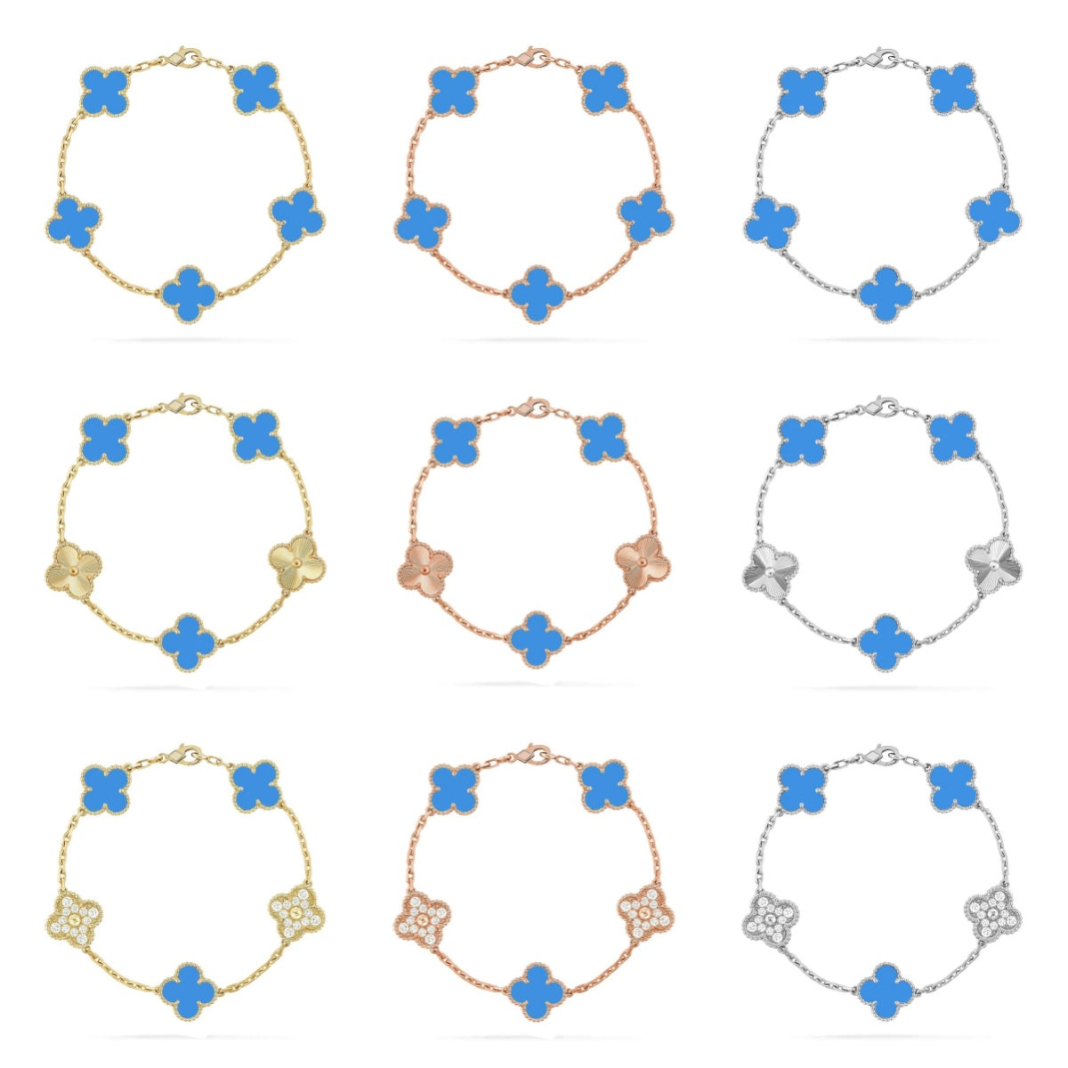 [Sprite Jewelry]New CLOVER 5 MOTIF BLUE AGATE BRACELET COLLECTION