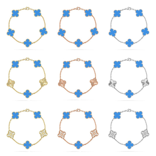 [Sprite Jewelry]New CLOVER 5 MOTIF BLUE AGATE BRACELET COLLECTION