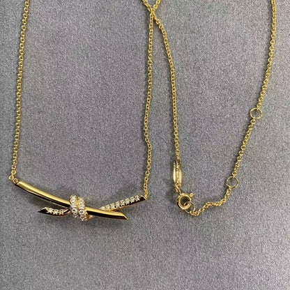 [Sprite Jewelry]T House Diamond-Studded Knot Necklace