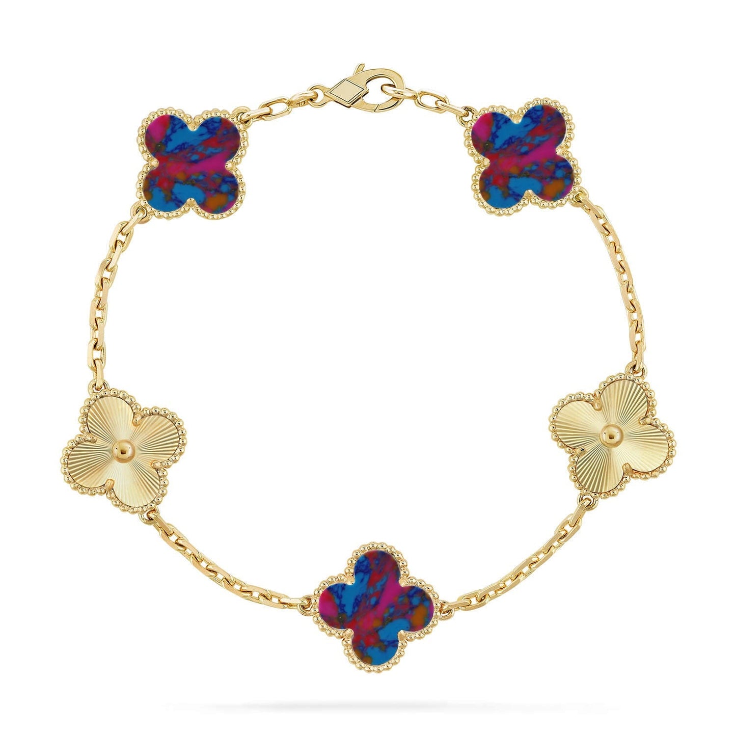 [Sprite Jewelry]New CLOVER 5 MOTIF COLOR GEMSTONES BRACELET COLLECTION