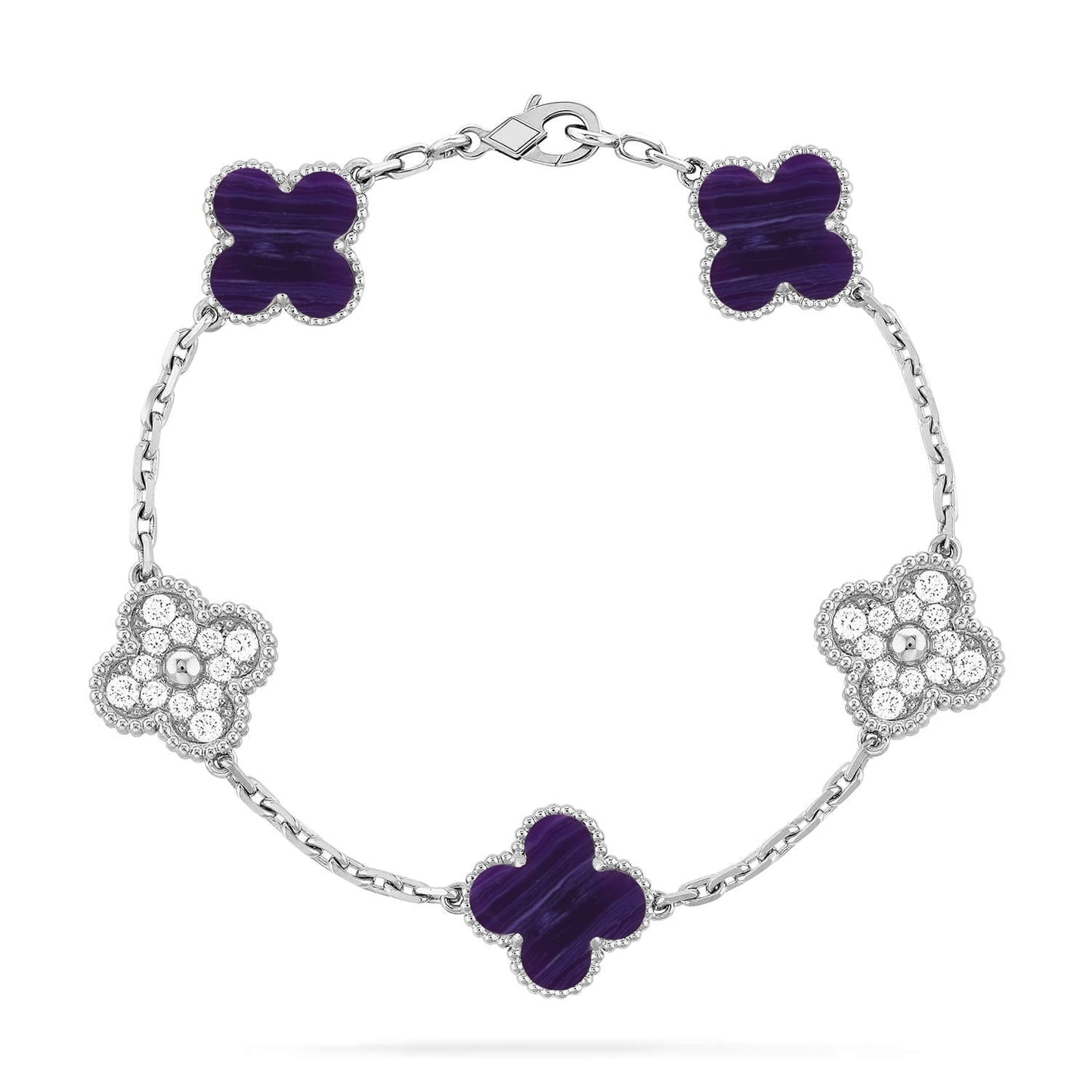 [Sprite Jewelry]New CLOVER 5 MOTIF PURPLE STRIPES BRACELET COLLECTION