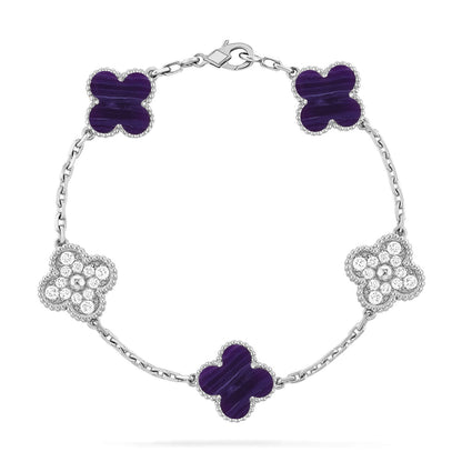 [Sprite Jewelry]New CLOVER 5 MOTIF PURPLE STRIPES BRACELET COLLECTION