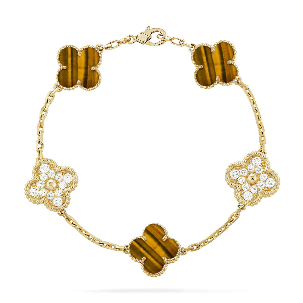 [Sprite Jewelry]New  CLOVER 5 MOTIFS TIGER EYE BRACELET COLLECTION