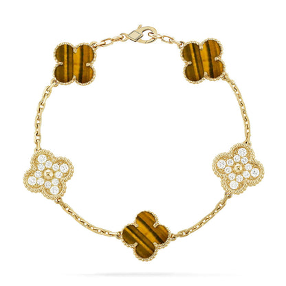 [Sprite Jewelry]New  CLOVER 5 MOTIFS TIGER EYE BRACELET COLLECTION