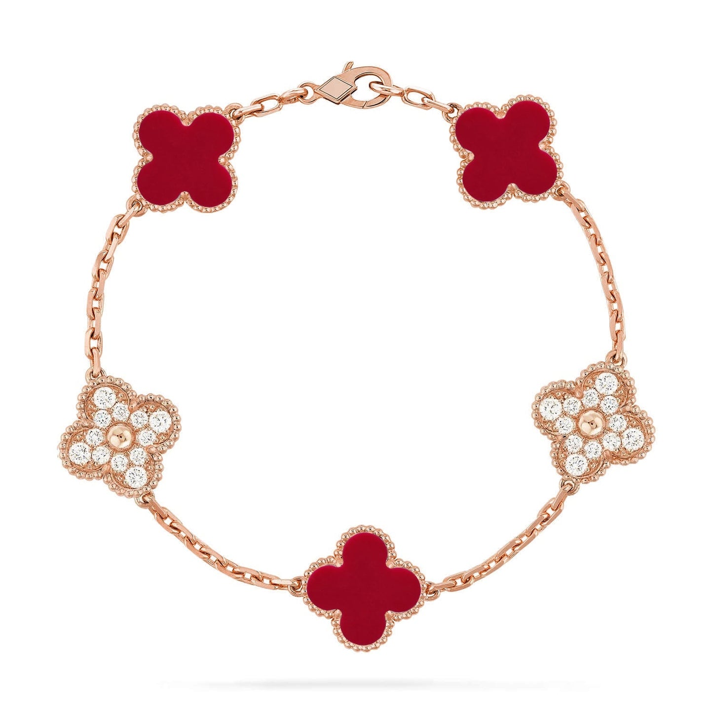 [Sprite Jewelry]New  CLOVER 5 MOTIF RED CORNELIAN BRACELET COLLECTION