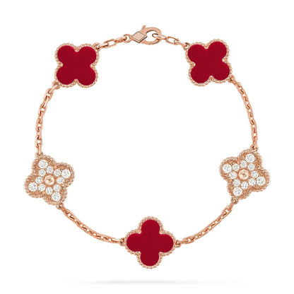 [Sprite Jewelry]New  CLOVER 5 MOTIF RED CORNELIAN BRACELET COLLECTION