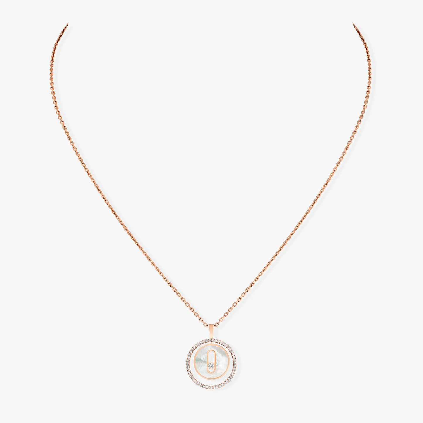 [Sprite Jewelry]LUCKY MOVE 1 DIAMOND WHITE MOTHER OF PEARL PINK GOLD DIAMOND NECKLACE