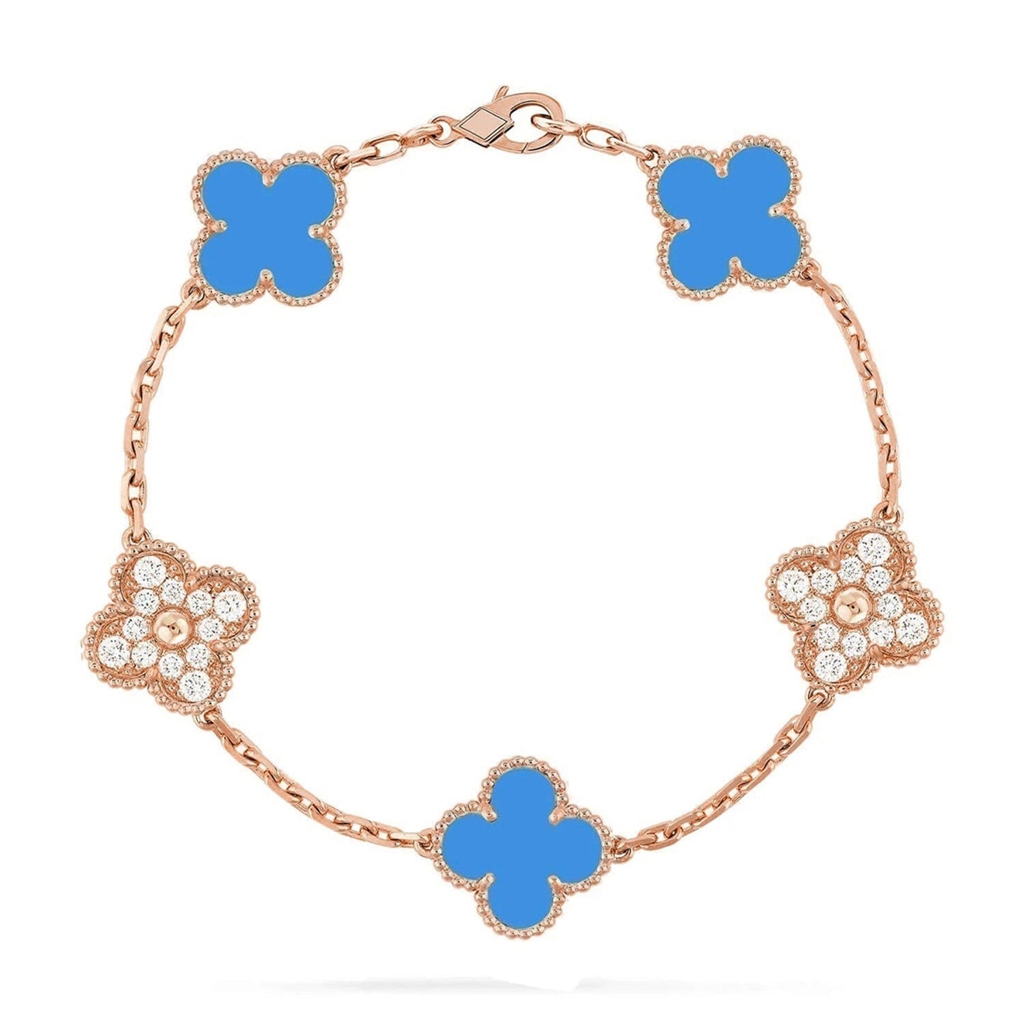 [Sprite Jewelry]New CLOVER 5 MOTIF BLUE AGATE BRACELET COLLECTION