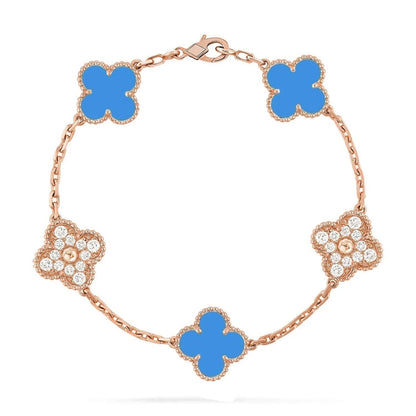 [Sprite Jewelry]New CLOVER 5 MOTIF BLUE AGATE BRACELET COLLECTION
